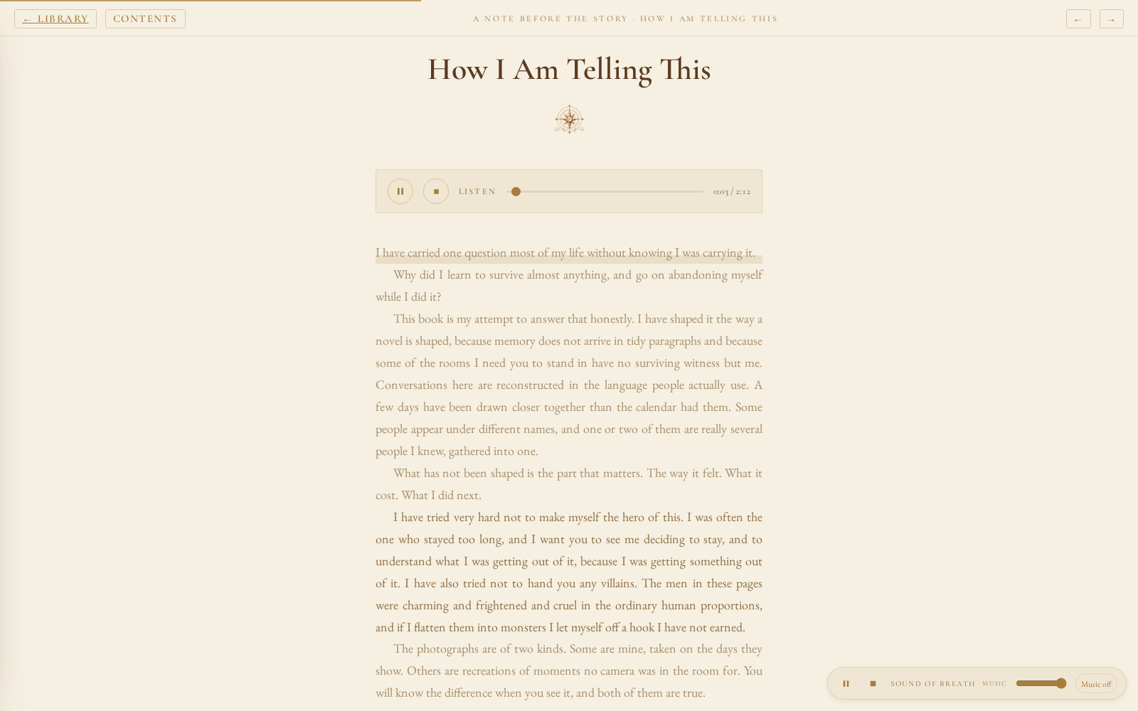 Held to the Light — narrated chapter with audio controls and music
